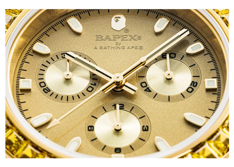 BAPE Type 4 BAPEX Crystal Stone Gold Watch Gold