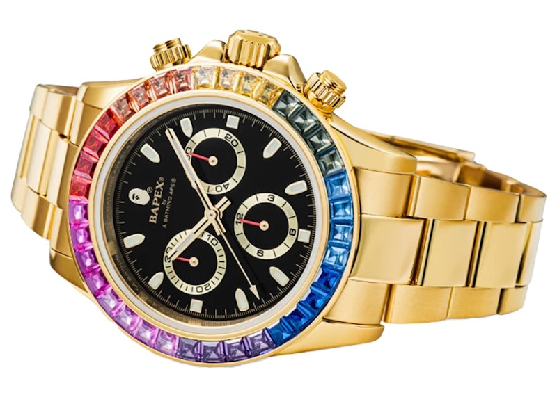 BAPE Type 4 BAPEX Crystal Stone Watch Gold