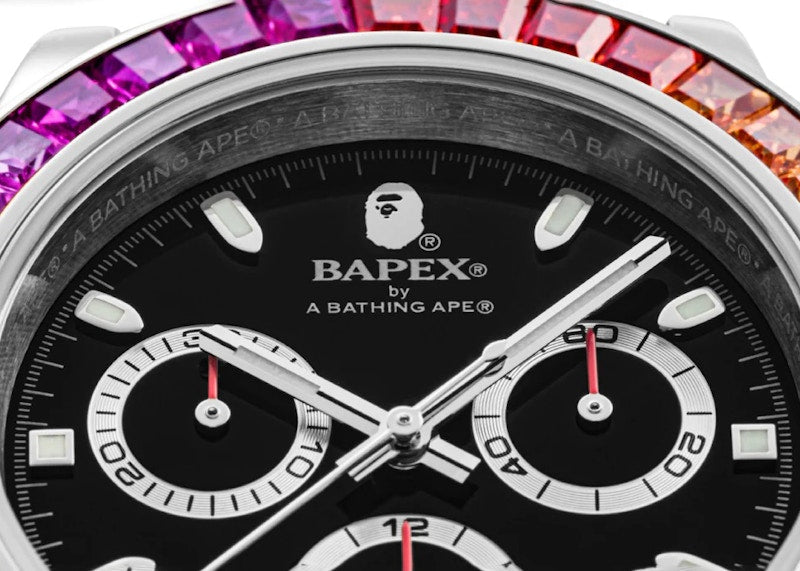 BAPE Type 4 BAPEX Crystal Stone Watch Silver