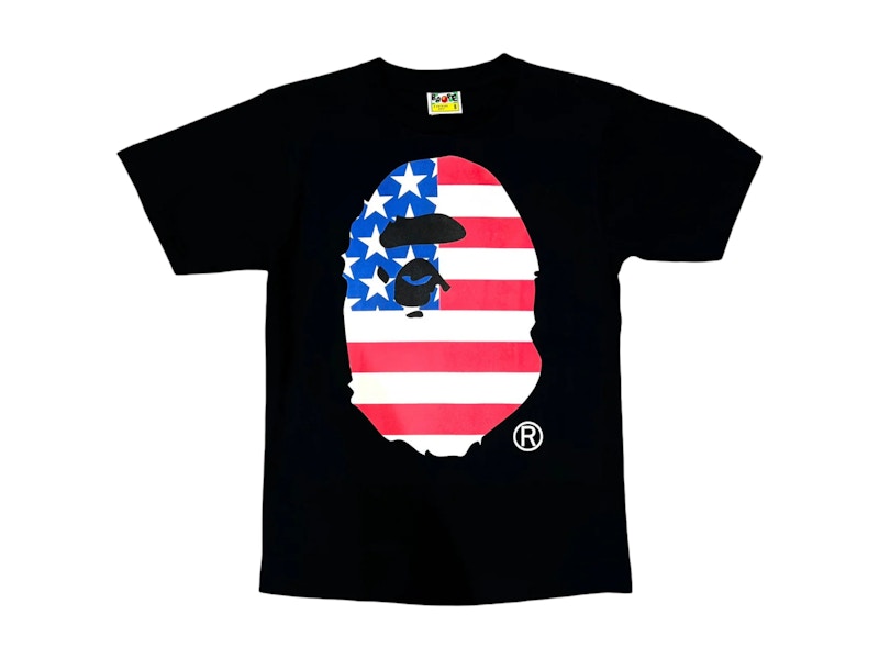 BAPE USA Flag Ape Head Tee Black