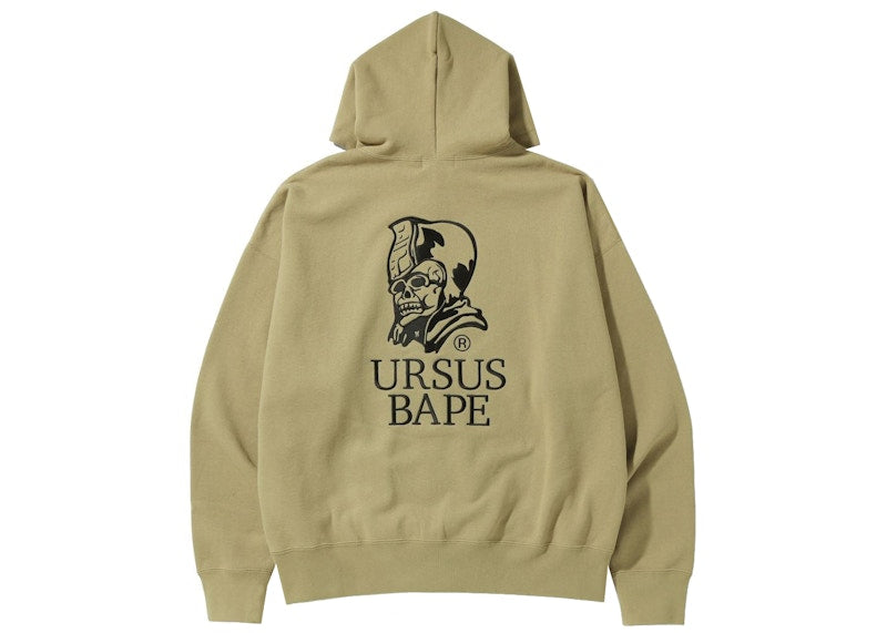 BAPE Ursus Loose Fit Zip Up Hoodie Beige
