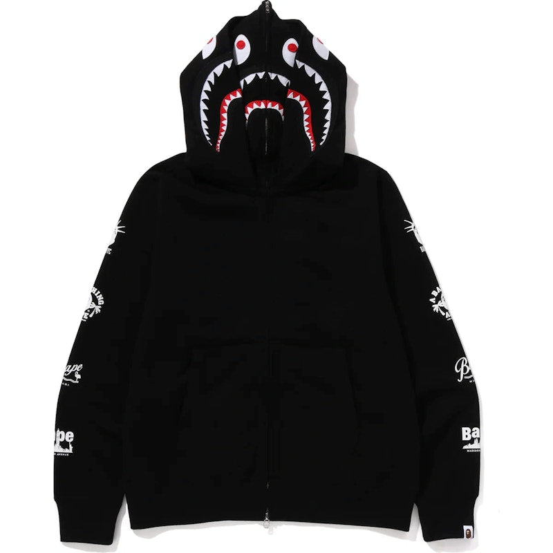 BAPE Us Double Shark Full Zip Hoodie Black