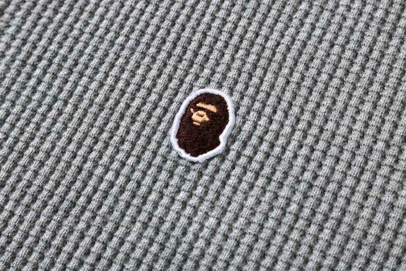 BAPE Waffle Wide Full Zip Hoodie Grey