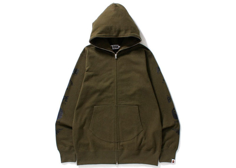 BAPE Wide Long Length Full Zip Olivedrab