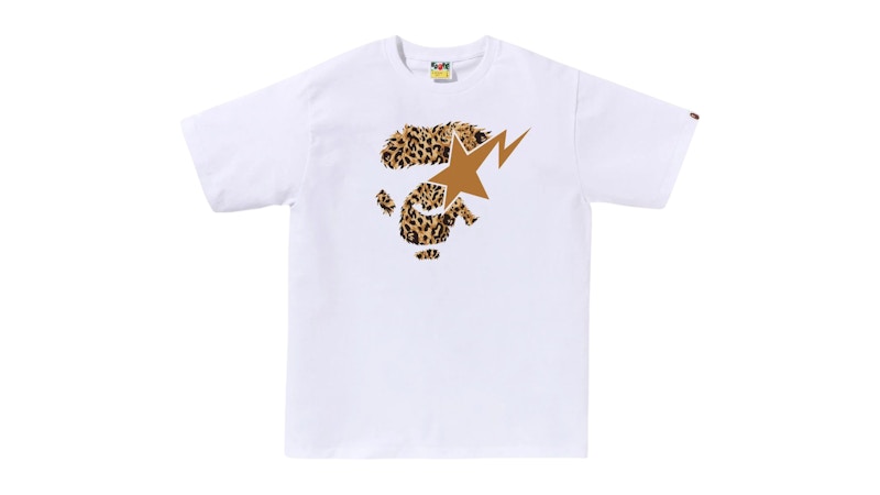 BAPE Wild Leopard Pattern Ape Face Sta Tee (FW25) White