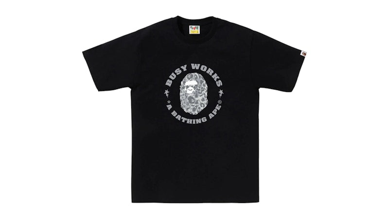BAPE Wild Leopard Pattern Busy Works Sta Tee Black