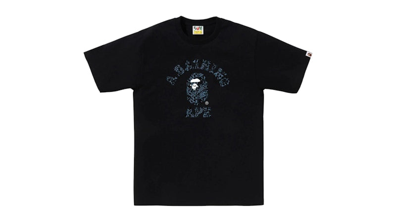 BAPE Wild Leopard Pattern College Tee Black/Navy