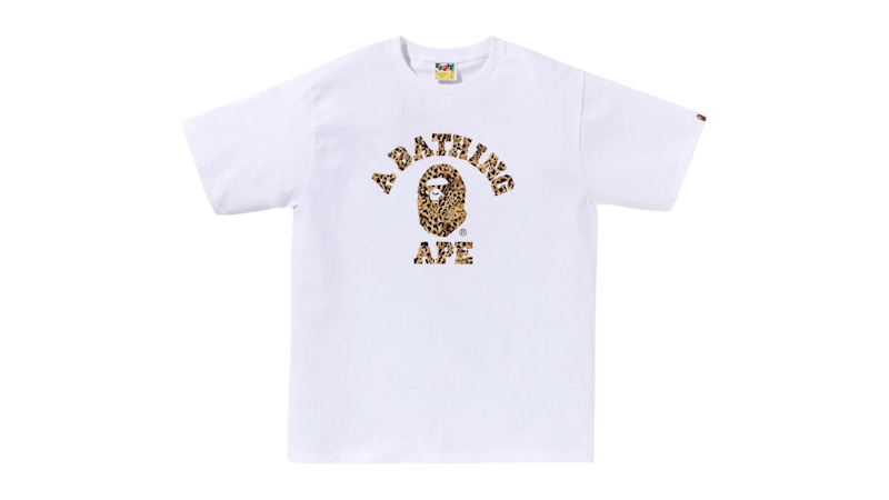 BAPE Wild Leopard Pattern College Tee White/Beige