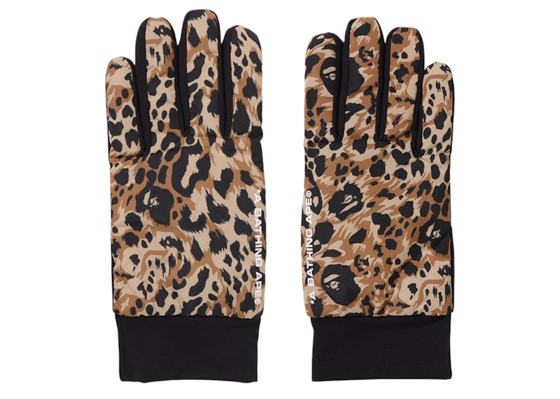 BAPE Wild Leopard Pattern Gloves Beige