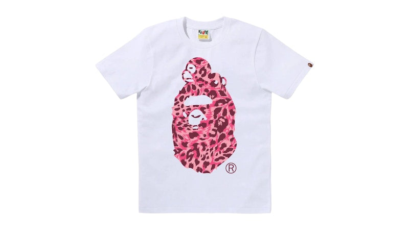 BAPE Wild Leopard Pattern Milo On Big Ape Tee White/Pink