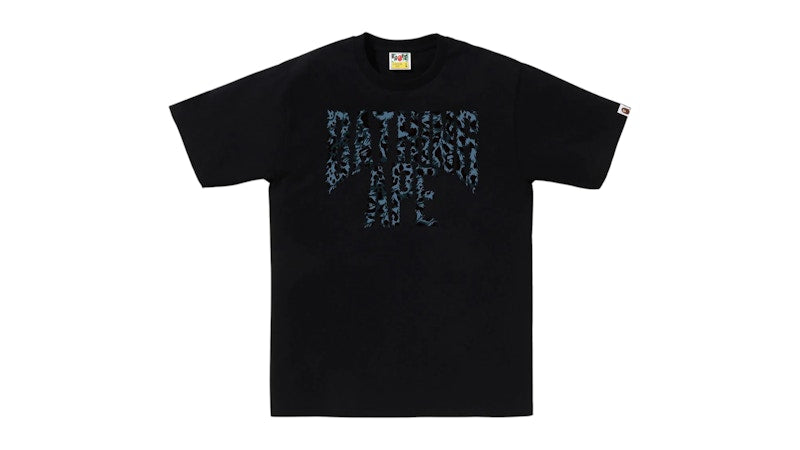 BAPE Wild Leopard Pattern NYC Logo Tee Black/Navy