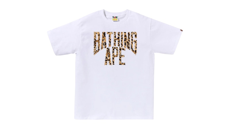 BAPE Wild Leopard Pattern NYC Logo Tee White/Beige