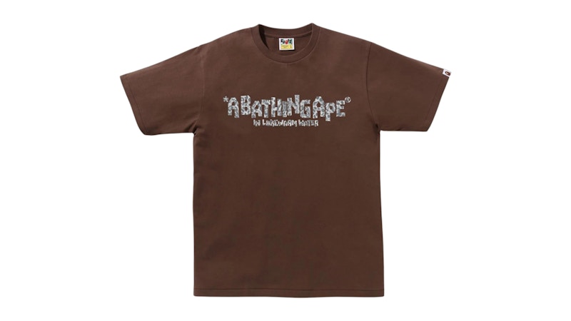 BAPE Wild Leopard Pattern Primitive Logo Tee Brown