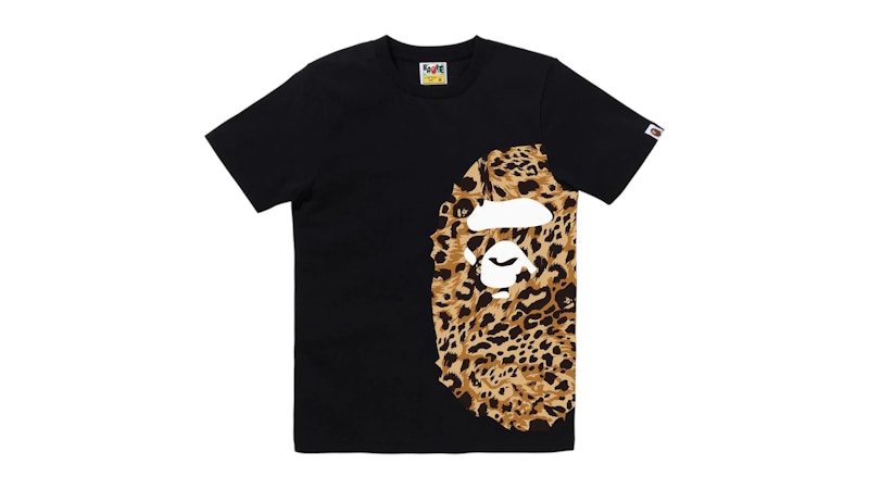 BAPE Wild Leopard Pattern Side Big Ape Head Tee Black/Beige
