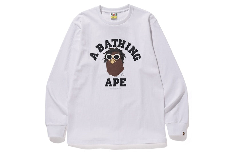 BAPE Wiz Khalifa Shark College L/S Tee White