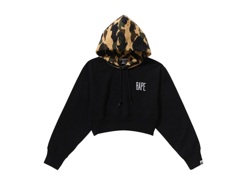 BAPE Women's 1st Camo Cropped Pullover Hoodie Black