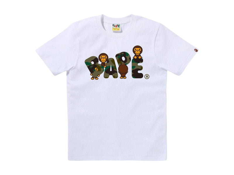 BAPE Women's 1st Camo Milo Bape Logo Tee White/Green