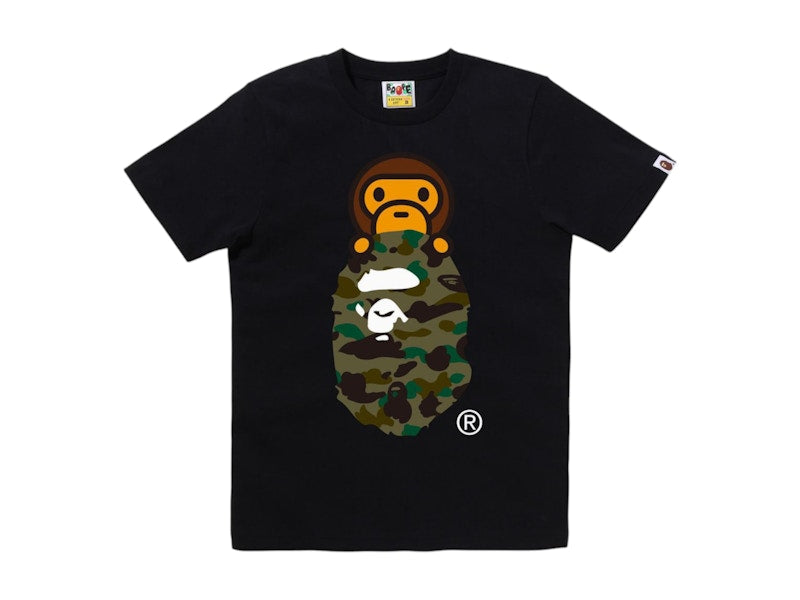 BAPE Women's 1st Camo Milo On Ape Head Tee Black/Green