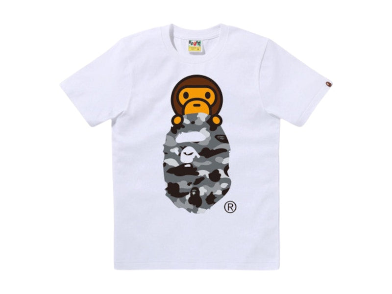 BAPE Women's 1st Camo Milo On Ape Head Tee White/Grey