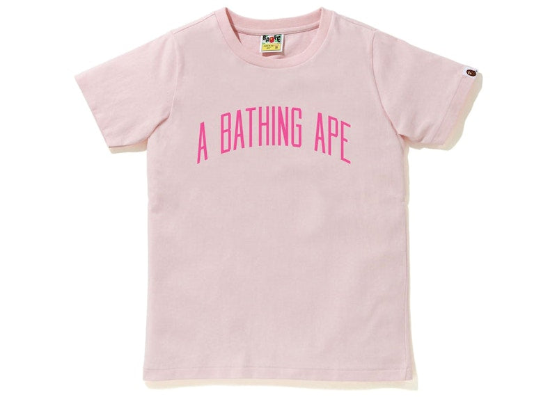 BAPE Womens A Bathing Ape Letter Tee Pink