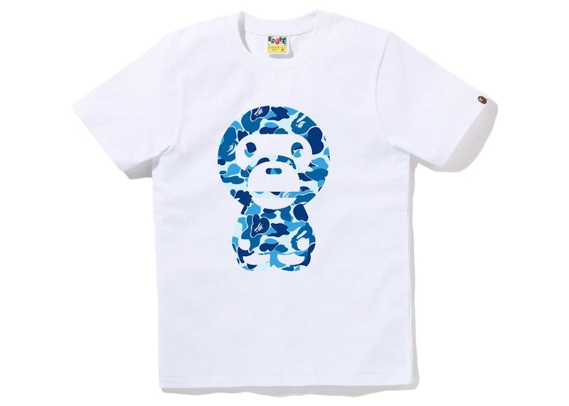 BAPE Women's ABC Camo Big Baby Milo Tee White Blue