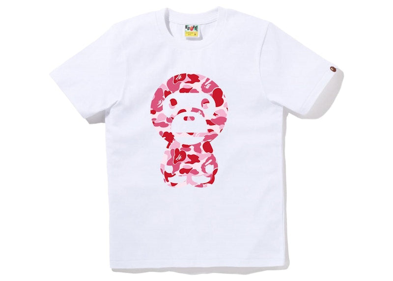 BAPE Women's ABC Camo Big Baby Milo Tee White Pink
