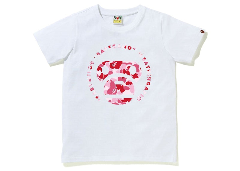 BAPE Womens ABC Camo Milo Head Tee White Pink