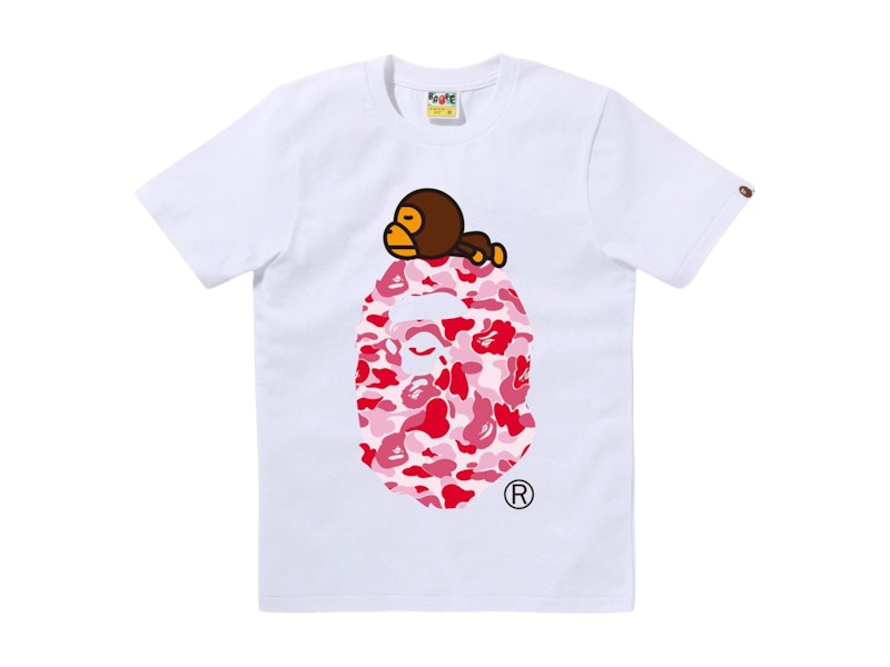 BAPE Women's ABC Camo Milo On Big Ape Tee White/Pink