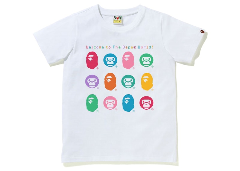 BAPE Womens Ape & Baby Milo Tee White Multi