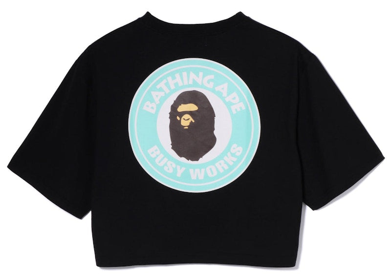 BAPE Womens Busy Works Cropped Tee Black
