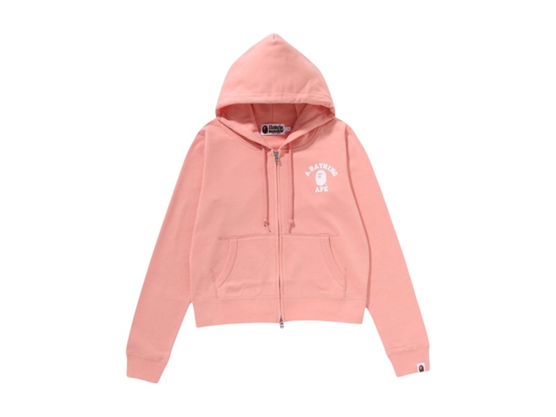 BAPE Women's College Zip Hoodie Pink