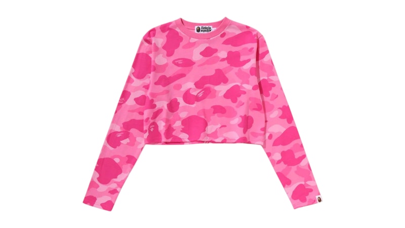 BAPE Women's Color Camo Cropped L/S Tee Pink