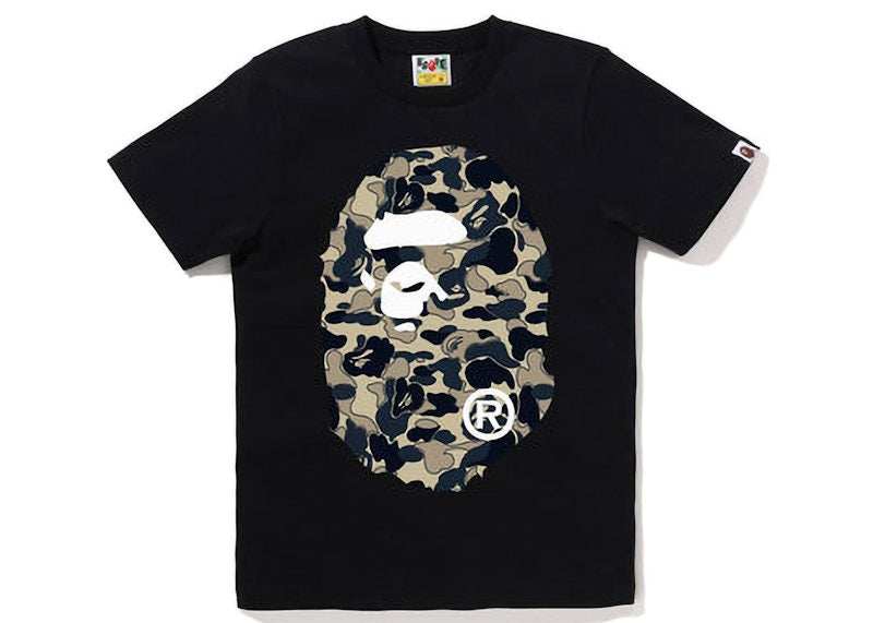 BAPE Womens Cookie Camo 2 Big Ape Head Tee Black Beige