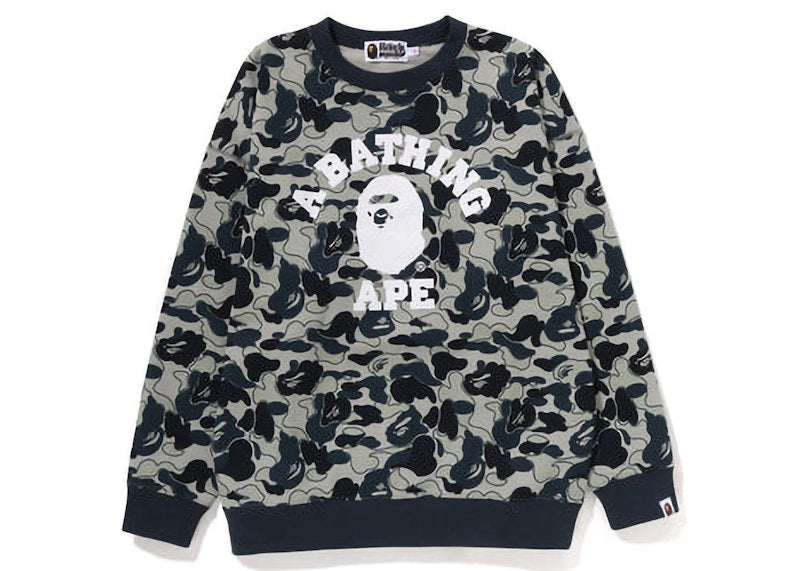BAPE Womens Cookie Camo 2 College Oversized Crewneck Beige