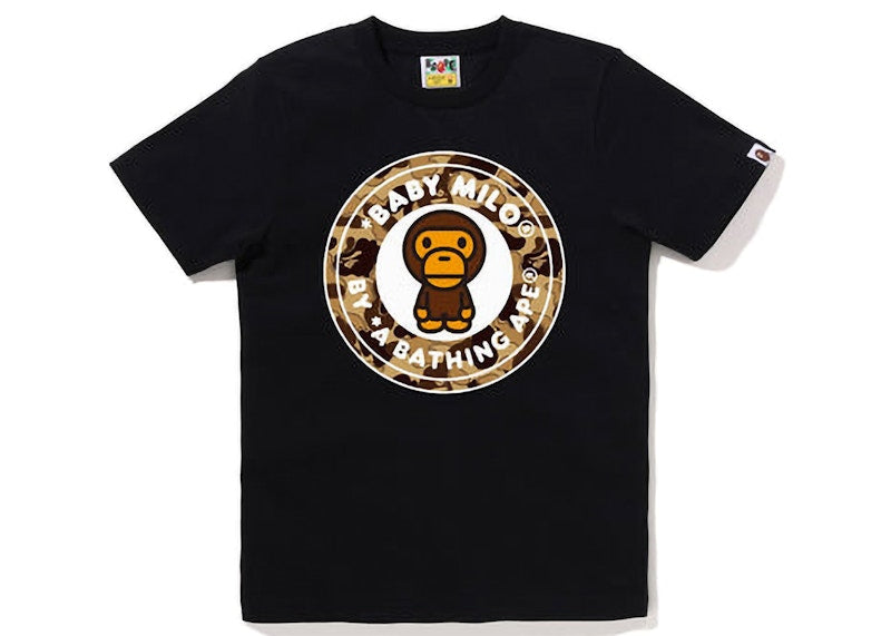 BAPE Womens Cookie Camo 2 Milo Busy Works Tee Black Brown