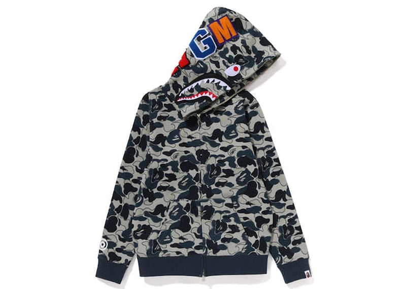 BAPE Womens Cookie Camo 2 Shark Full Zip Hoodie Beige