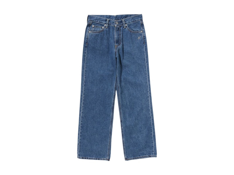 BAPE Women's Crystal Ape Head Flare Denim Pants Blue