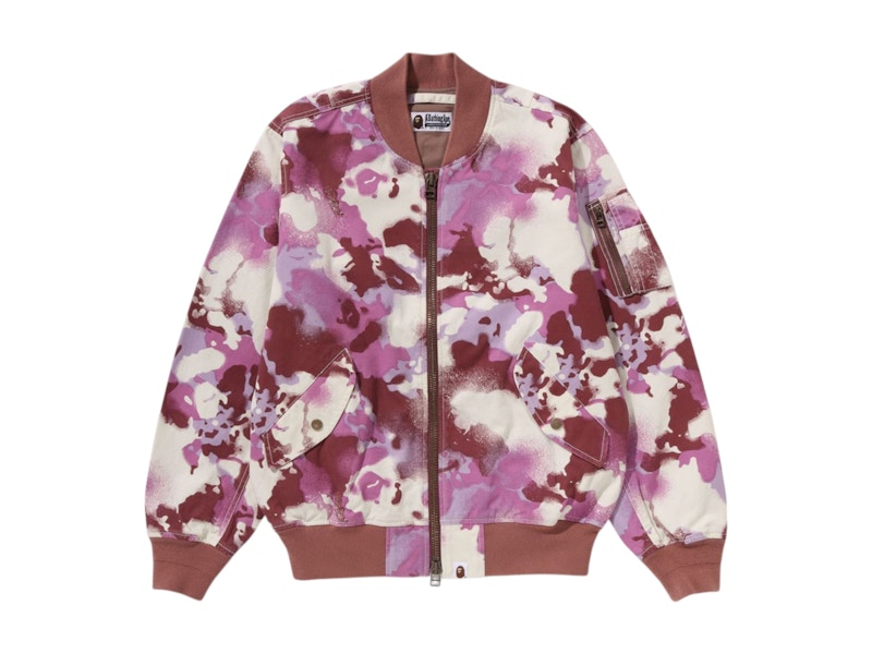 BAPE Women's Map Camo Bomber Jacket Pink