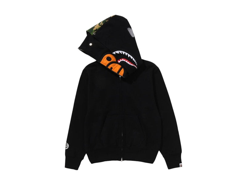 BAPE Women's Milo Shark Full Zip Double Hoodie Black