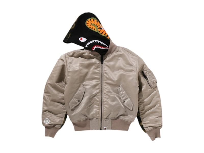 BAPE Women's Shark MA-1 Hoodie Beige