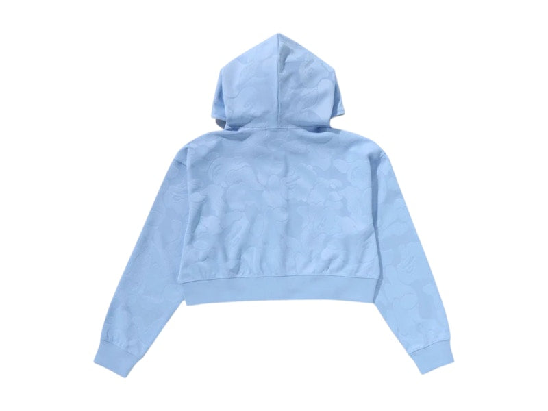 BAPE Women's Solid Camo Jacquard One Point Cropped Zip Hoodie Sax