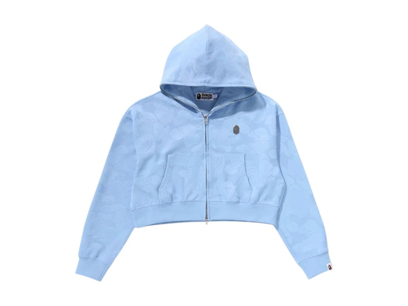 BAPE Women's Solid Camo Jacquard One Point Cropped Zip Hoodie Sax