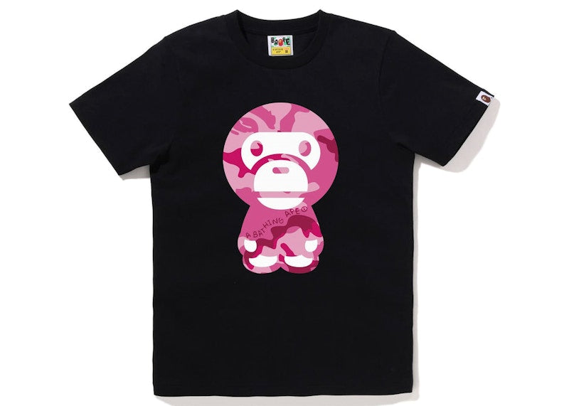 BAPE Women's Woodland Camo Big Baby Milo Tee Black