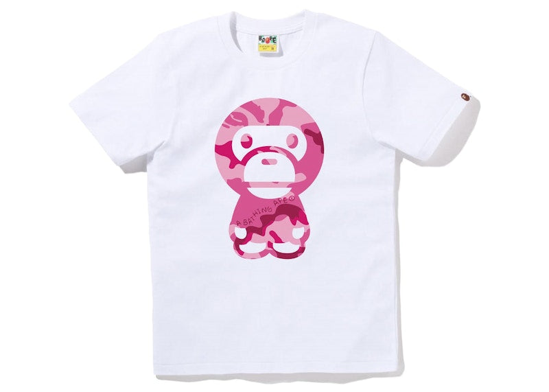 BAPE Women's Woodland Camo Big Baby Milo Tee White