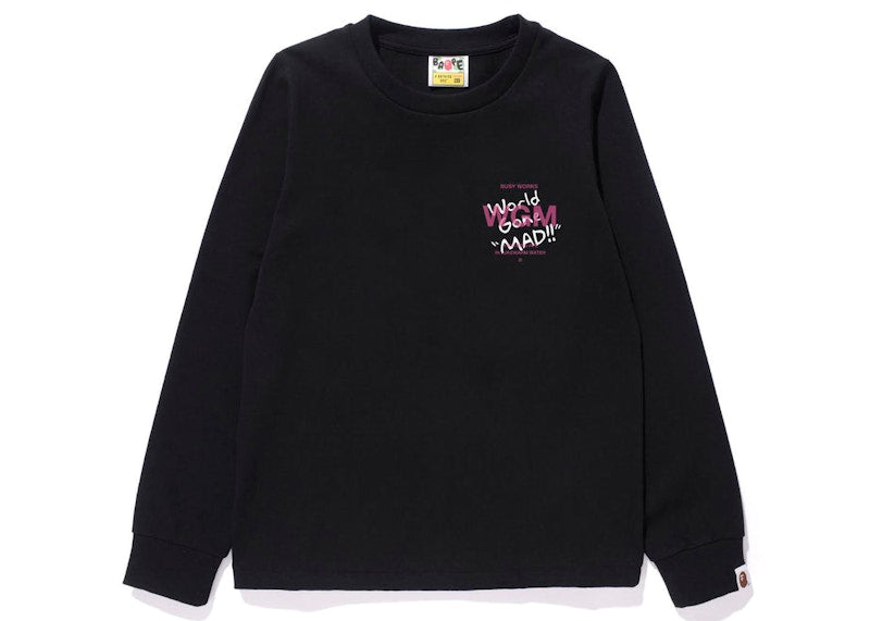 BAPE Women's Woodland Camo WGM Ape Head L/S Tee Black