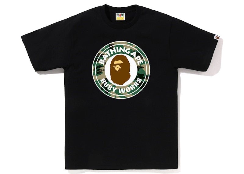 BAPE Woodland Camo Busy Works Tee Black