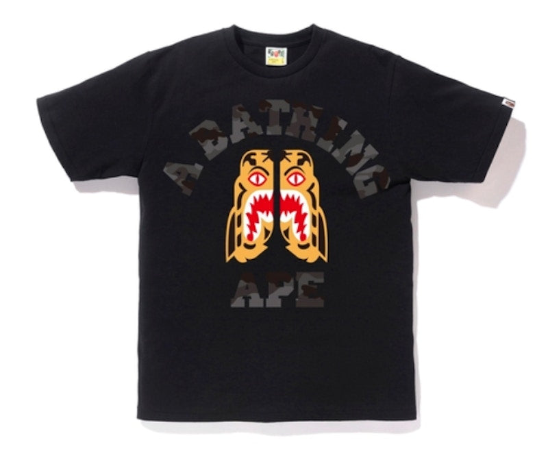 BAPE Woodland Camo Tiger College Tee Black/Black