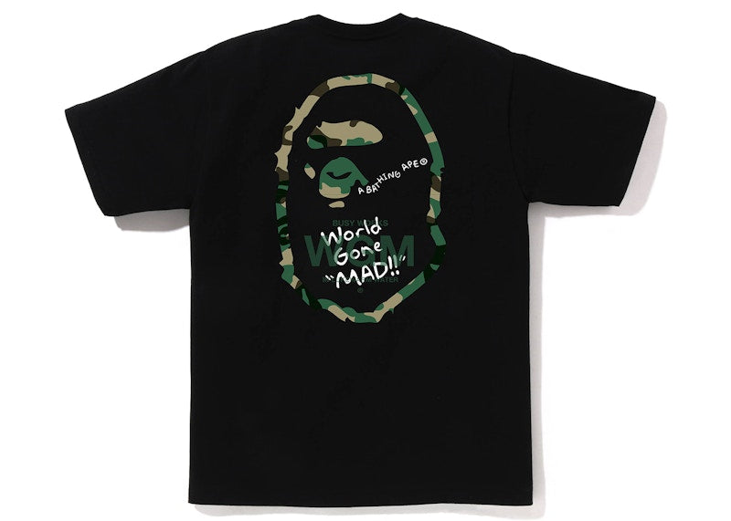 BAPE Woodland Camo WGM Ape Head Tee Black