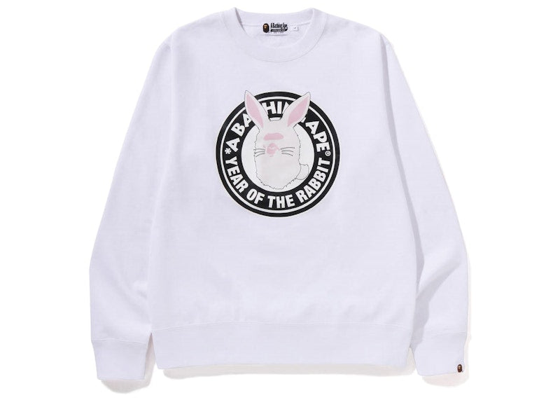BAPE Year of the Rabbit Ape Head Crewneck White