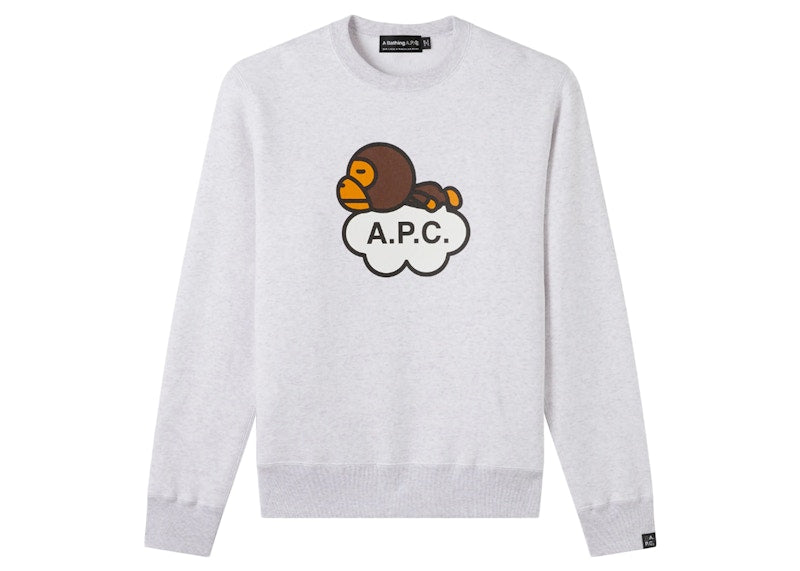 BAPE x A.P.C. Milo Wide Crewneck Grey